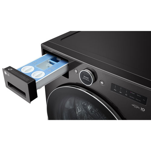 LG 5.7 Cu. Ft. High Efficiency Electric Washer & Dryer Combo (WM6998HBA) - Black Steel
