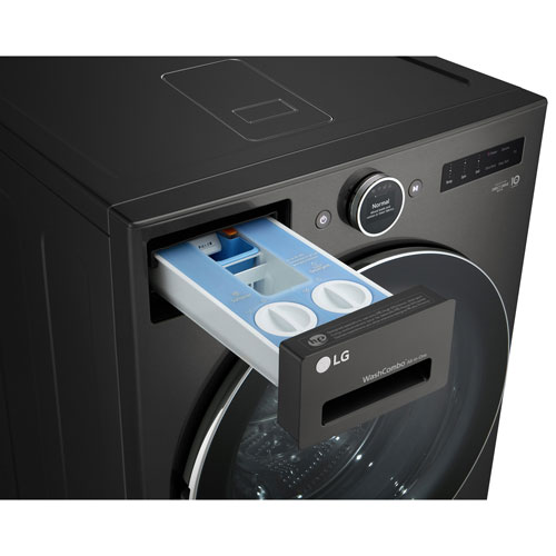 LG 5.7 Cu. Ft. High Efficiency Electric Washer & Dryer Combo (WM6998HBA) - Black Steel