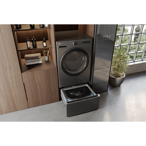 LG 5.7 Cu. Ft. High Efficiency Electric Washer & Dryer Combo (WM6998HBA) - Black Steel