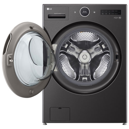 LG 5.7 Cu. Ft. High Efficiency Electric Washer & Dryer Combo - Black Steel