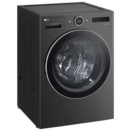 LG 5.7 Cu. Ft. High Efficiency Electric Washer & Dryer Combo - Black Steel
