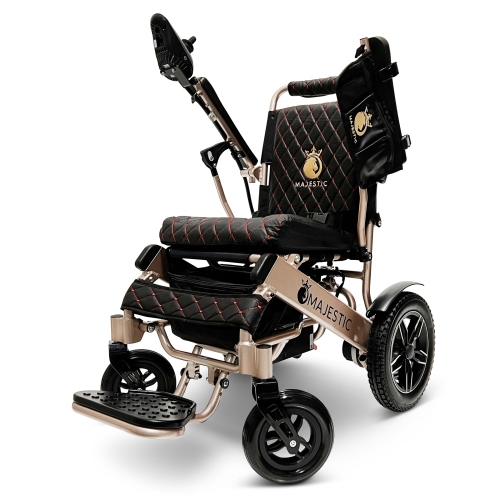 MAJESTIC  Iq-8000 Max Power Chair | Ultra-Light & Foldable | Gel Memory Foam Seat | Up to 30 Km Range | 17.5’’ Seat Width, Bronze Frame Textile