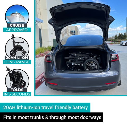 IQ-8000 PLUS MAX MAJESTIC Power Chair | Ultra-Light & Foldable | Gel Memory Foam Seat | Up to 30 km Range | 20’’ Seat Width, Black Frame, Standard