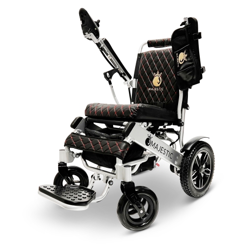 IQ-8000 MAX MAJESTIC Power Chair | Ultra-Light & Foldable | Gel Memory Foam Seat | Up to 30 km Range | 17.5’’ Seat Width, Silver Frame, Bronze Textile