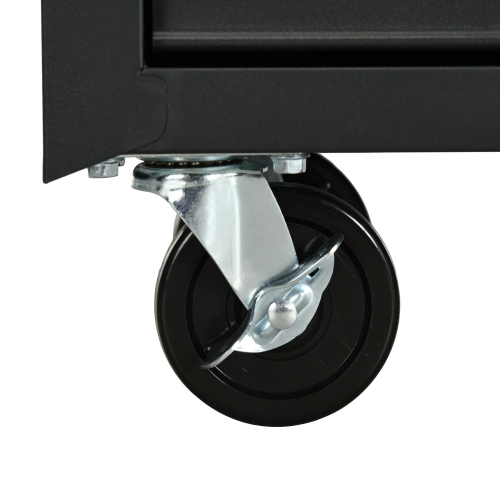 HOMCOM 7 Drawer Roller Tool Chest, Mobile Lockable Toolbox, Storage Organizer with Handle for Workshop Mechanics Garage, Black