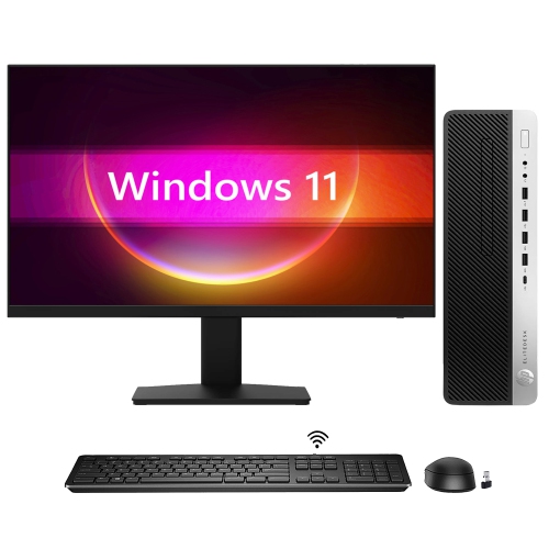 Refurbished - HP EliteDesk 800 G4 SFF Windows 11 Pro Desktop PC Computer Combo - New 24 inch Monitor(Intel Hexa-Core i5 8th Gen Processor/ 16GB DDR4