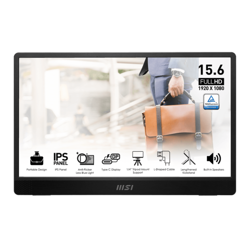 MSI – 4&nbsp;ms 16:9 IPS HD intégrale 60&nbsp;Hz à inclinaison ajustable, écran plat portatif, 16 po, Pro MP161 E2