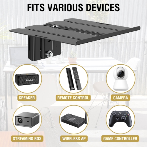 ZeboZap DIY Floating Shelf for Soundbars, Gaming Consoles | NO Drill | Pole Mount Shelf | Gazebo Shelf | Holds 7lbs | Fits 3"-16" Pole | Weatherproof