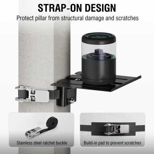 ZeboZap DIY Floating Shelf for Soundbars, Gaming Consoles | NO Drill | Pole Mount Shelf | Gazebo Shelf | Holds 7lbs | Fits 3"-16" Pole | Weatherproof