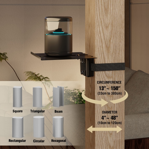 ZeboZap DIY Floating Shelf for Soundbars, Gaming Consoles | NO Drill | Pole Mount Shelf | Gazebo Shelf | Holds 7lbs | Fits 3"-16" Pole | Weatherproof