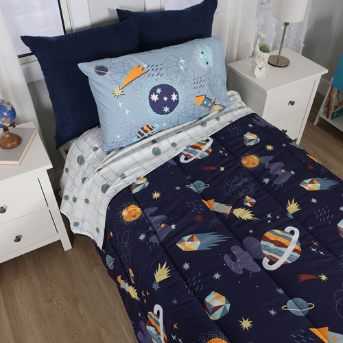 Nemcor 4-Piece Reversible Bed Set - Twin - Space