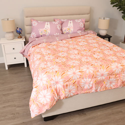 Nemcor 5-Piece Reversible Bed Set - Double - Llama (Pink & Purple)