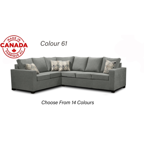 Infinite Imports – 302 Facing Right Sectional Sofa - Made In Canada With 2 Free Throw Pillows & FREE SHIPPING