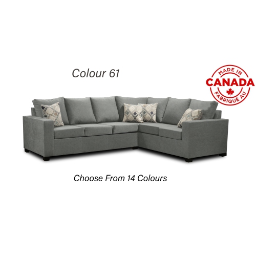 Infinite Imports – 302 Facing Left Sectional Sofa - Made In Canada With 2 Free Throw Pillows & FREE SHIPPING