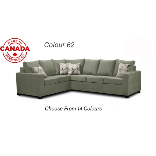 INFINITE IMPORTS  – 302 Facing Right Sectional Sofa - Made In Canada With 2 Free Throw Pillows & (17 Colours)