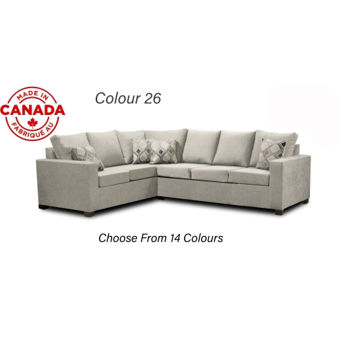 Infinite Imports – 302 Facing Right Sectional Sofa - Made In Canada With 2 Free Throw Pillows & FREE SHIPPING