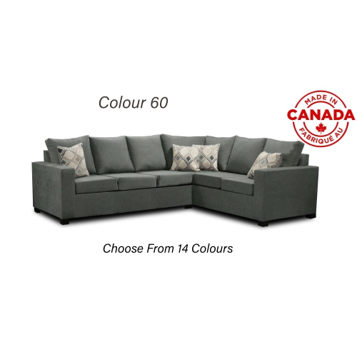 Infinite Imports – 302 Facing Left Sectional Sofa - Made In Canada With 2 Free Throw Pillows & FREE SHIPPING