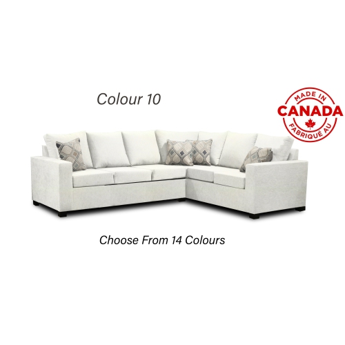 INFINITE IMPORTS  – 302 Facing Left Sectional Sofa - Made In Canada With 2 Free Throw Pillows & (17 Colours)