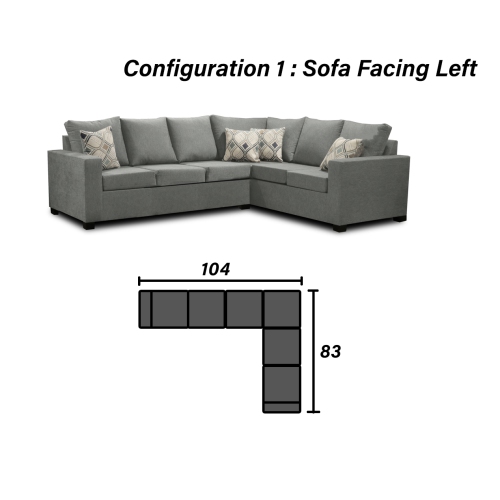 Infinite Imports – canapé modulaire gauche 302 places - fabriqué au Canada avec 2 coussins décoratifs gratuits et EXPÉDITION GRATUITE