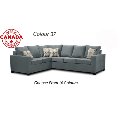 Infinite Imports – 302 Facing Right Sectional Sofa - Made In Canada With 2 Free Throw Pillows & FREE SHIPPING