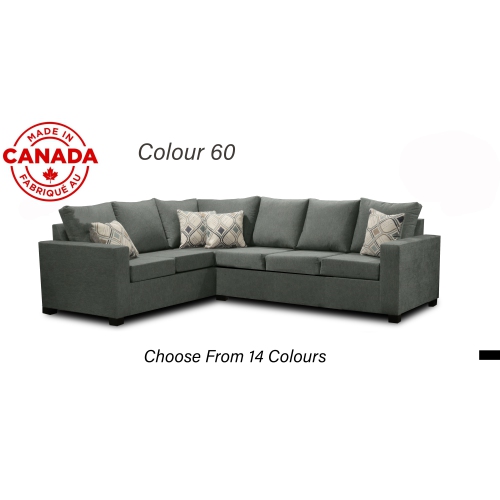 INFINITE IMPORTS  – 302 Facing Right Sectional Sofa - Made In Canada With 2 Free Throw Pillows & (17 Colours)