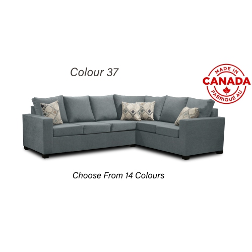 INFINITE IMPORTS  – 302 Facing Left Sectional Sofa - Made In Canada With 2 Free Throw Pillows & (17 Colours)