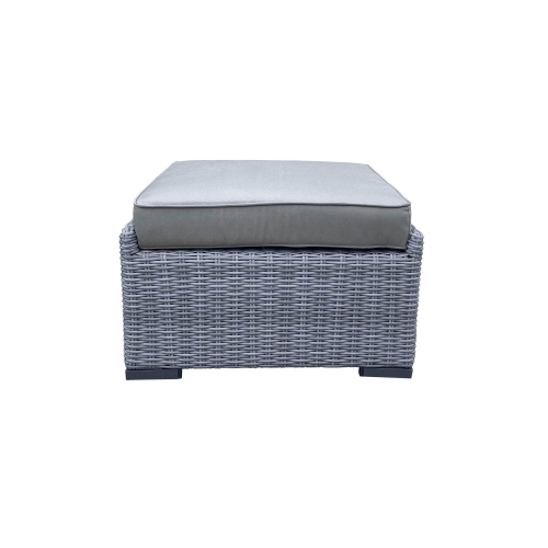 CIEUX Cannes Outdoor Patio Wicker Ottoman in Grey with Sunbrella Cushions