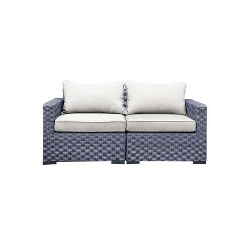CIEUX Cannes Outdoor Patio Wicker Modular Loveseat in Grey with Sunbrella Cushions