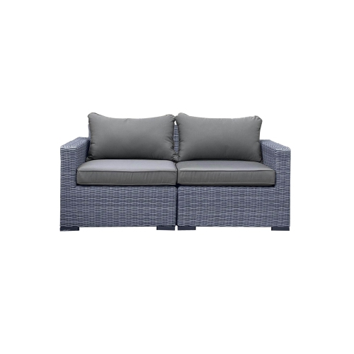 CIEUX Cannes Outdoor Patio Wicker Modular Loveseat in Grey with Sunbrella Cushions