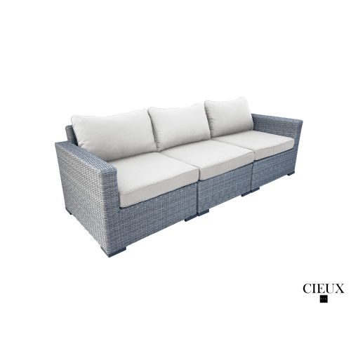 CIEUX Cannes Outdoor Patio Wicker Modular Sofa in Grey with Sunbrella Cushions