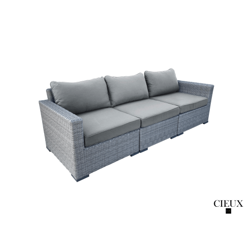 CIEUX Cannes Outdoor Patio Wicker Modular Sofa in Grey with Sunbrella Cushions