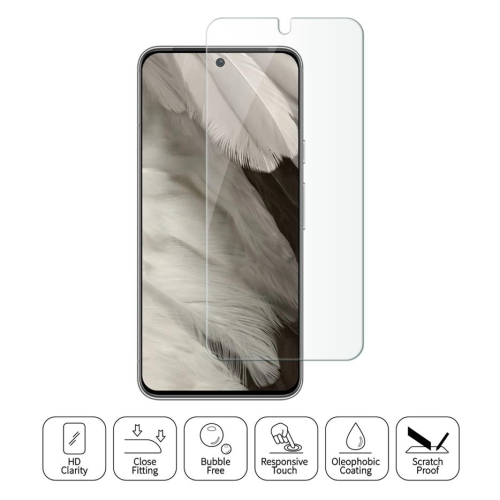 Protecteur d'écran en verre trempé [9H ASAHI] d'Uolo pour Pixel 8 de Google | Étui facile à installer