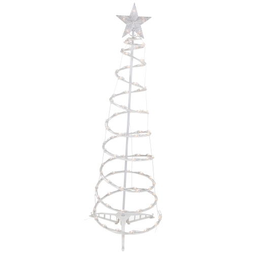 Lighted Spiral Christmas Cone Tree Outdoor Decoration - 4' - White - Clear Lights