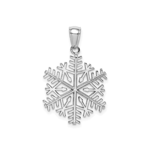 14K White Gold Snowflake Charm Pendant Necklace