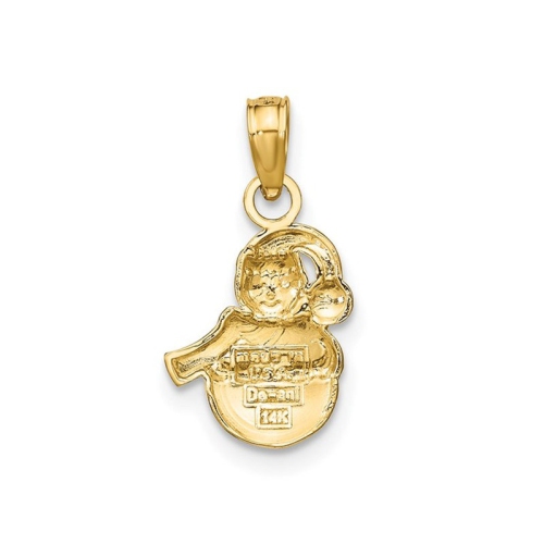 14K Yellow Gold Christmas Snowman Charm Pendant Necklace