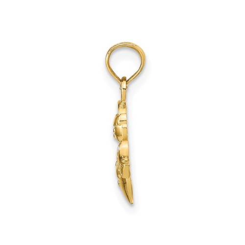 14K Yellow Gold Christmas Snowman Charm Pendant Necklace