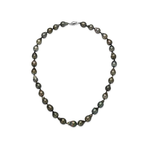 GEM AND HARMONY  Saltwater Cultured Tahitian Pearl Necklace (8-11Mm) In 14K Gold In White