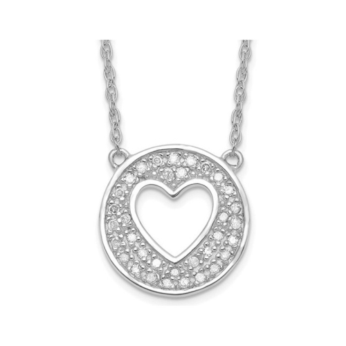 1/6 Carat Diamond Circle Heart Pendant Necklace in Sterling Silver with Chain