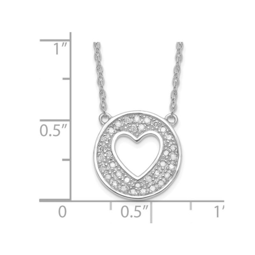 1/6 Carat Diamond Circle Heart Pendant Necklace in Sterling Silver with Chain