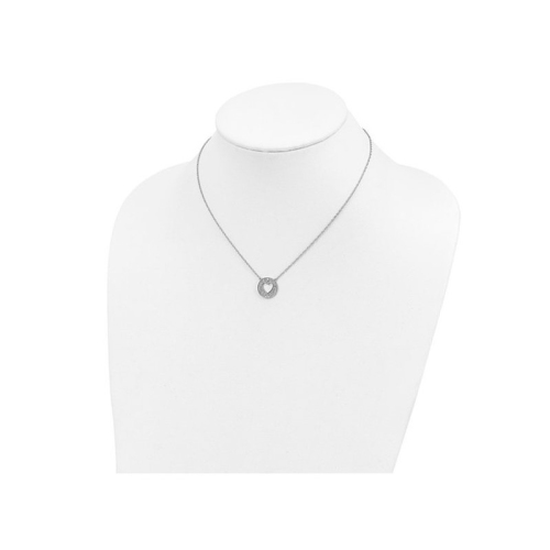 1/6 Carat Diamond Circle Heart Pendant Necklace in Sterling Silver with Chain