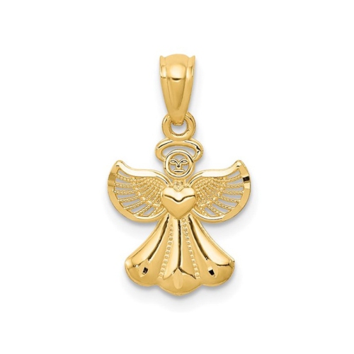 14K Yellow Gold Angel Charm Pendant Necklace