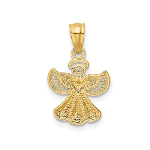 14K Yellow Gold Angel Charm Pendant Necklace