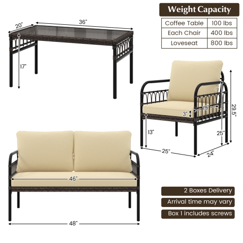 Coswtay 8 PCS Patio Furniture Set Outdoor Wicker Conversation Bistro Set with Soft Cushions