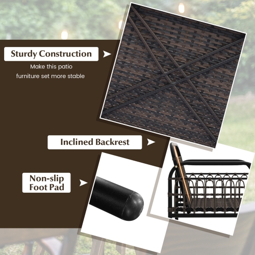 Coswtay 8 PCS Patio Furniture Set Outdoor Wicker Conversation Bistro Set with Soft Cushions