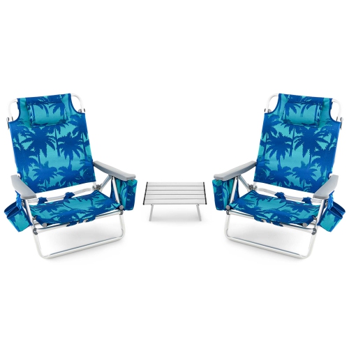 Ensemble de 2 chaises de plage pliantes avec sac à dos de Costway, ensemble de 5 chaises inclinables pour l'extérieur