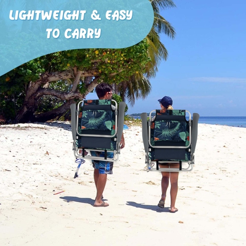 Ensemble de 2 chaises de plage pliantes avec sac à dos de Costway, ensemble de 5 chaises inclinables pour l'extérieur