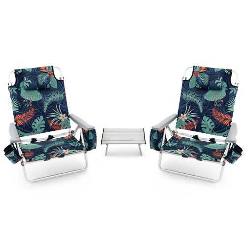 Ensemble de 2 chaises de plage pliantes avec sac à dos de Costway, ensemble de 5 chaises inclinables pour l'extérieur