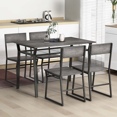Costway 5 Piece Dining Table Set Industrial Rectangular Kitchen Table with 4 Chairs