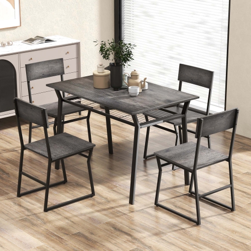 Costway 5 Piece Dining Table Set Industrial Rectangular Kitchen Table with 4 Chairs
