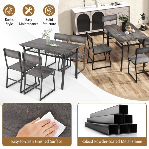 Costway 5 Piece Dining Table Set Industrial Rectangular Kitchen Table with 4 Chairs